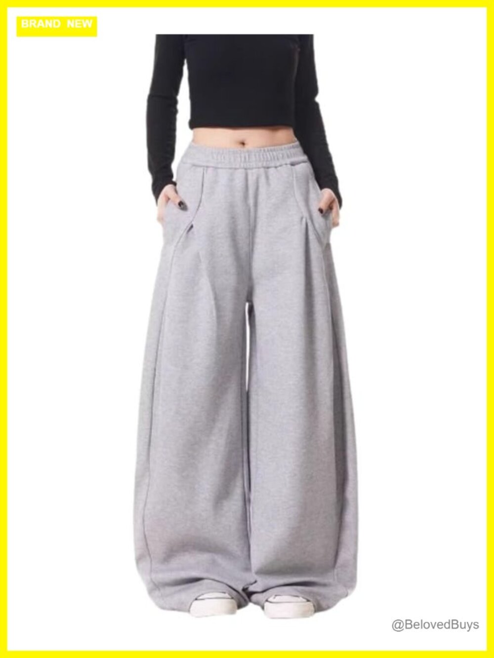 Women's Sweatpants 100% Polyester High Waist Barrel Leg Drawstring Joggers